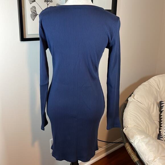 NWOT Wild Fable navy blue ribbed bodycon pencil dress - Picture 5 of 6